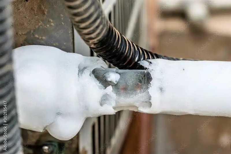 frozen air conditioner outdoor unit